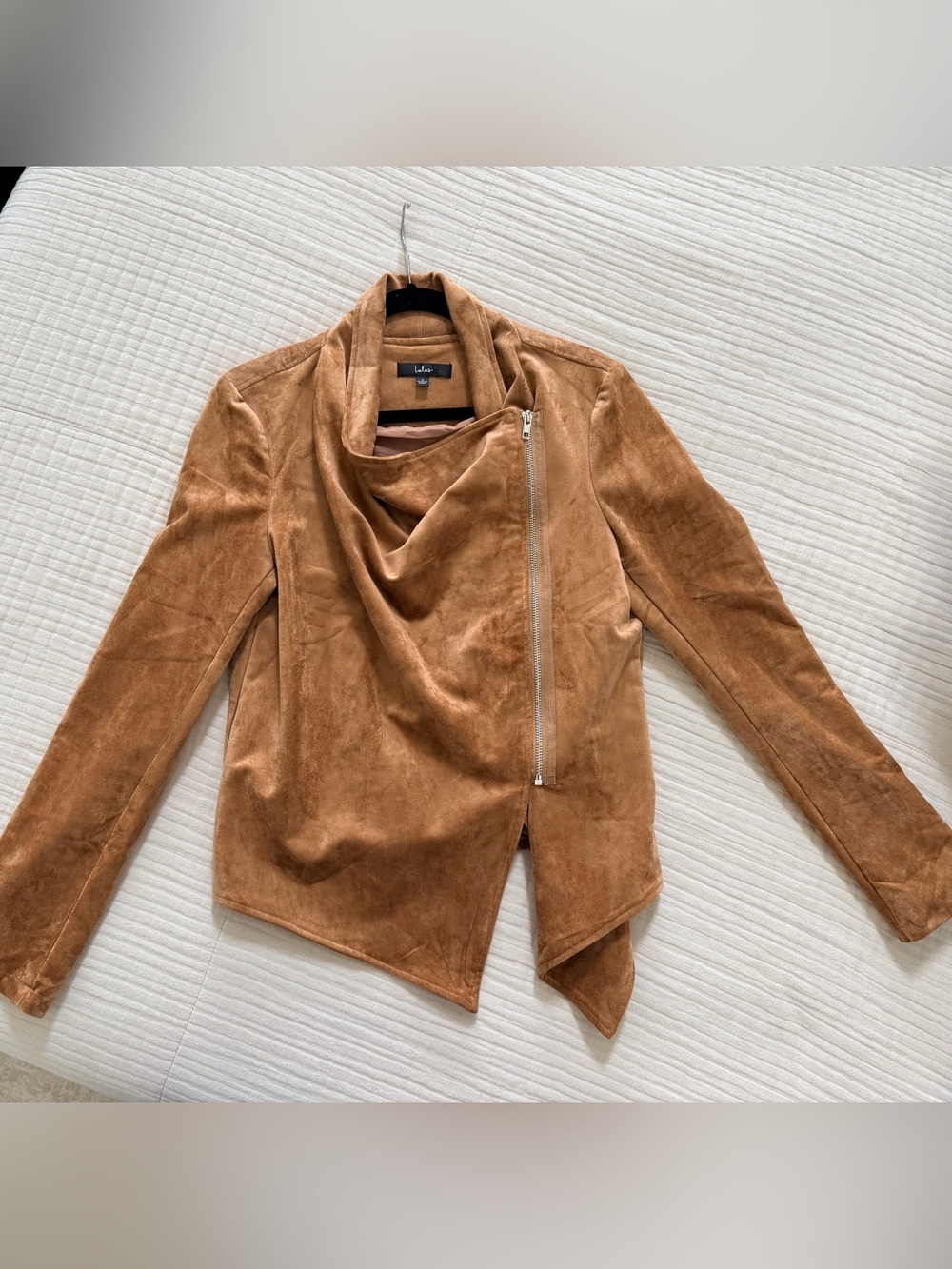 Lulus Wild At Heart Tan Vegan Suede Moto Jacket Brown - Size L